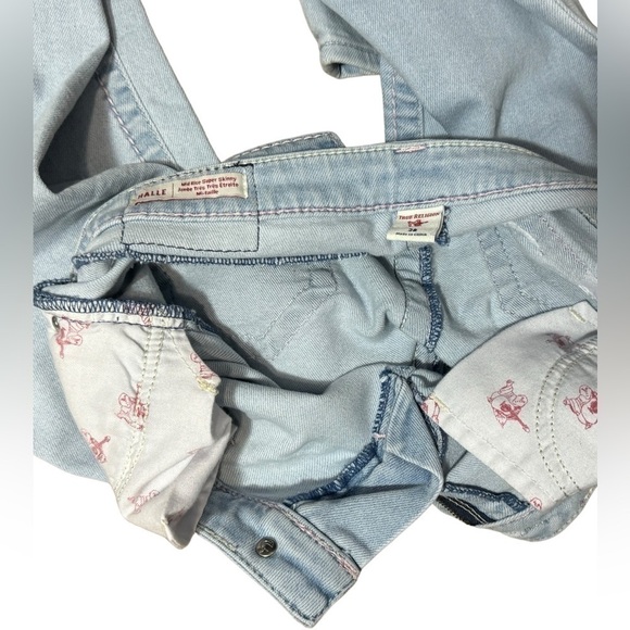 Womens True Religion Jeans Halle Light Blue Denim with Pink Stitching Size 28 - Picture 4 of 16